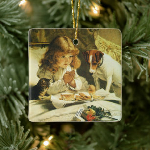 Saying Our Prayers, Suspense Charles Burton Barber Ceramic Ornament