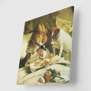 Saying Our Prayers, Suspense Charles Burton Barber Square Wall Clock