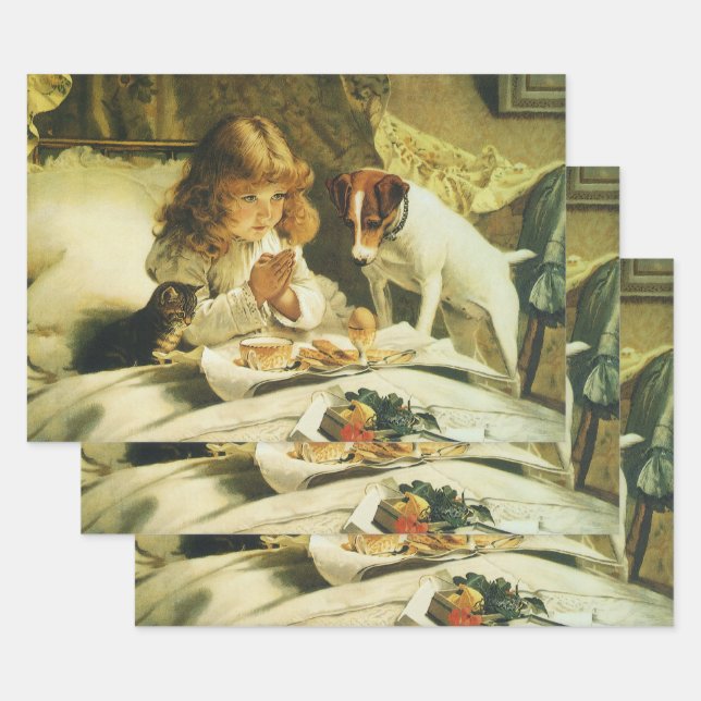 Saying Our Prayers, Suspense Charles Burton Barber Wrapping Paper Sheet (Set)