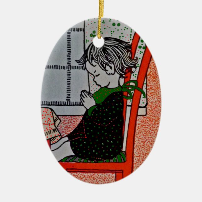 Saying Prayers Ceramic Tree Decoration (Front)
