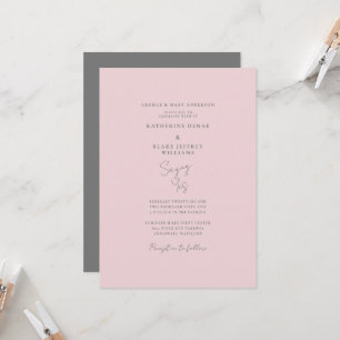 Saying Yes Pink & Grey Elegant Wedding  Invitation