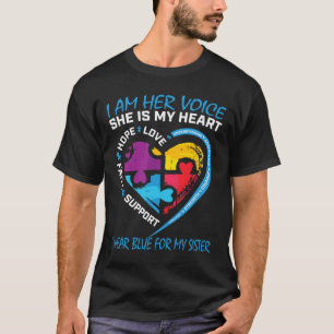 Sayings Puzzle I Wear Blue For My Sister Autism Aw T-Shirt