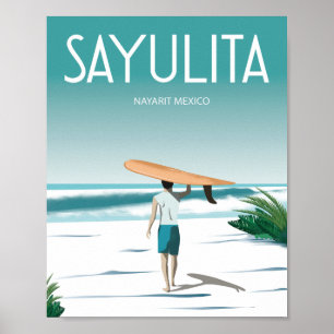 Saylutina mexico surf beach poster