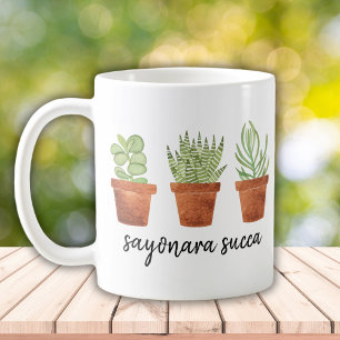 Sayonara Succa Watercolor Terracotta Succulents Coffee Mug