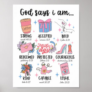 Says I Am Mothers Day Christian Motivation Mum Jes Poster