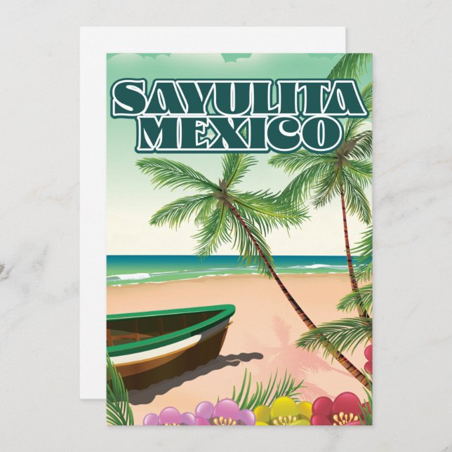 Sayulita Mexico beach poster Save The Date (Front/Back)