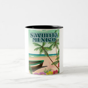 Sayulita Mexico beach poster Two-Tone Coffee Mug