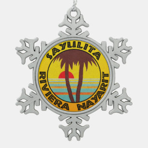 Sayulita Mexico Riviera Nayarit Surfing Surf Snowflake Pewter Christmas Ornament