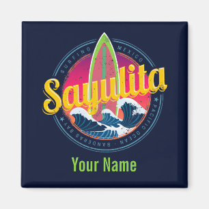 Sayulita Mexico Surfer Vintage Wave Sunset Bigwave Magnet