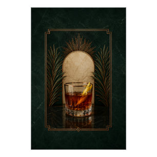 Sazerac Art Deco Poster   Bar Art