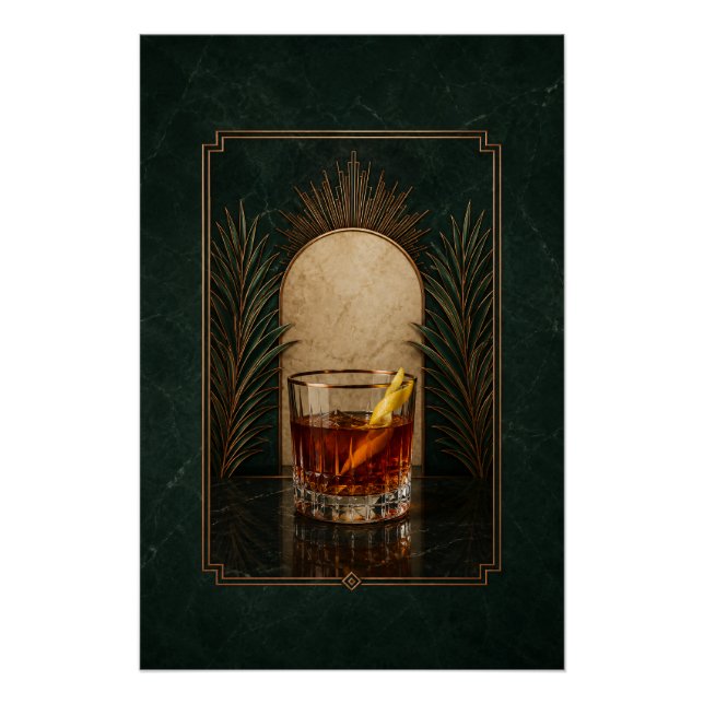 Sazerac Art Deco Poster | Bar Art (Front)