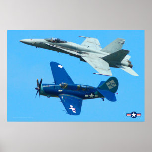 SB2C HELLDIVER and F/A-18C HORNET Poster