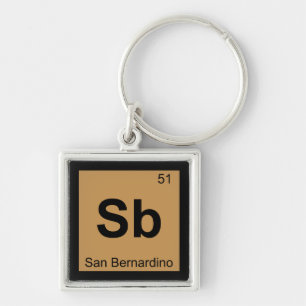 Sb - San Bernardino California Chemistry Symbol Key Ring