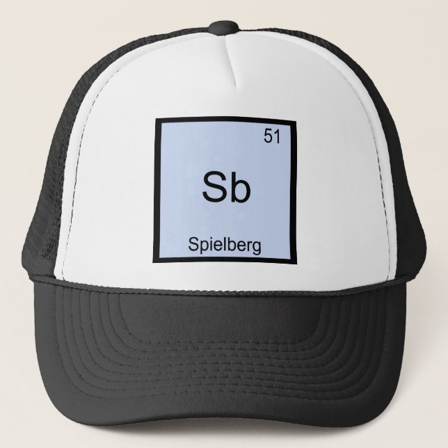 Sb - Spielberg Funny Chemistry Element Symbol Tee Trucker Hat (Front)