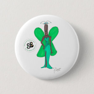 SBM Pseudo Celebrity Green Glam Fashion Button Pin