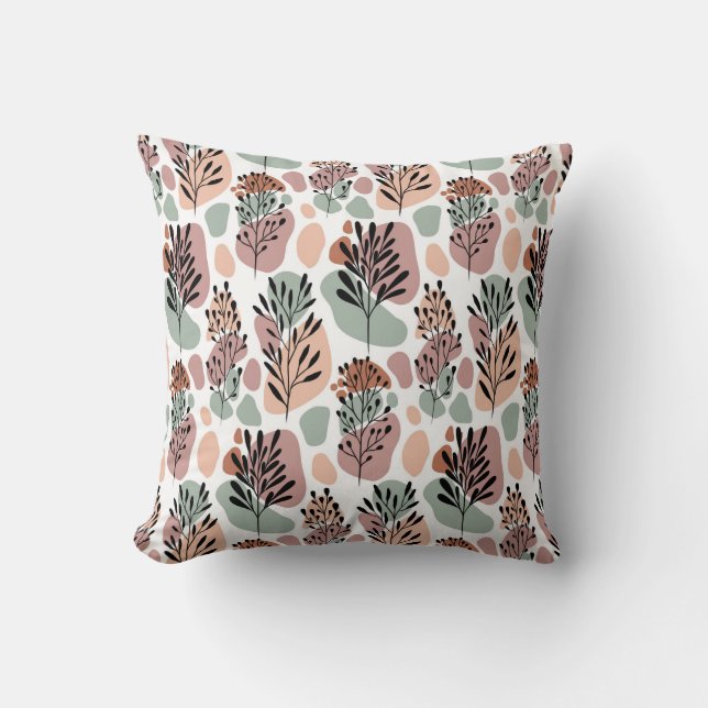 Sbstract leaves and organic shapes cushion (Front)