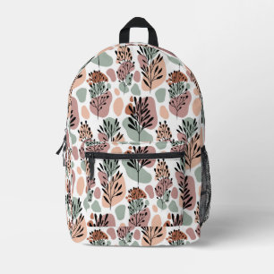 Sbstract leaves and organic shapes printed backpack