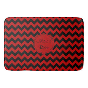 SC Chevron Bath Mat-Red-Black Mat