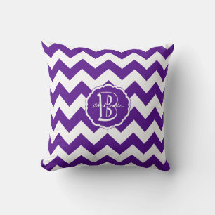 SC Chevron,Letter B Purple-White Pillow