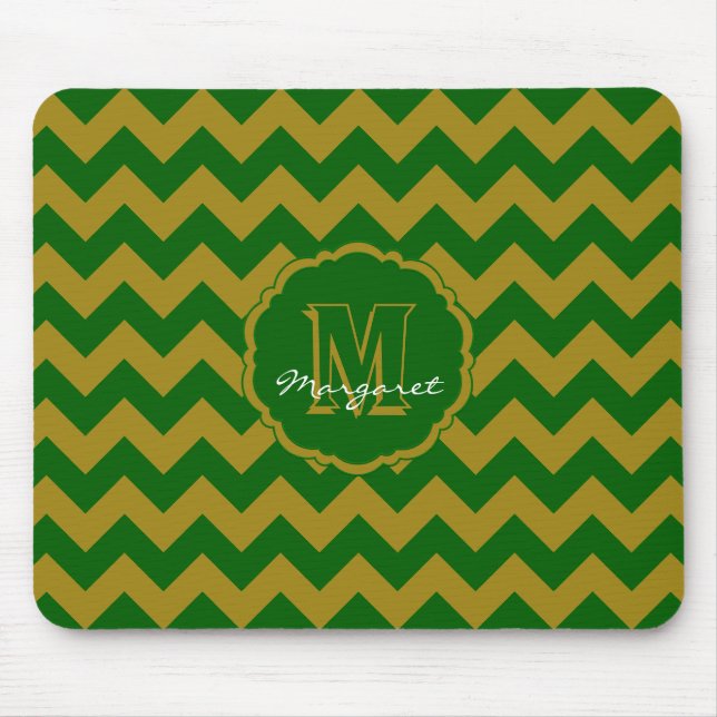 SC Chevron Mouse Pad-Green and Gold Pad (Front)