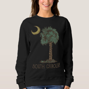Sc Flag Palm And Moon Symbols South Carolina Sweatshirt