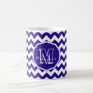 SC Monogram Chevron, Blue-White Lt-Coffee Mug