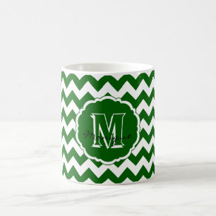 SC Monogram Chevron, Green-White-Coffee Mug
