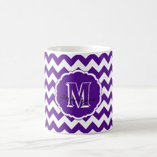 SC Monogram Chevron, Purple-White-Coffee Mug