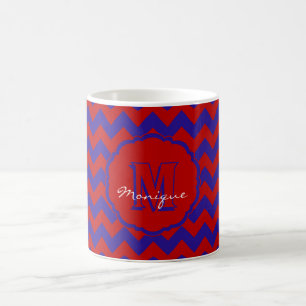 SC Monogram Chevron, Red-Blue-Coffee Mug