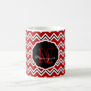 SC Monogram Chevron, Red-White-Black-Coffee Mug