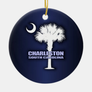 SC Palmetto & Crescent (Charleston) Ceramic Ornament