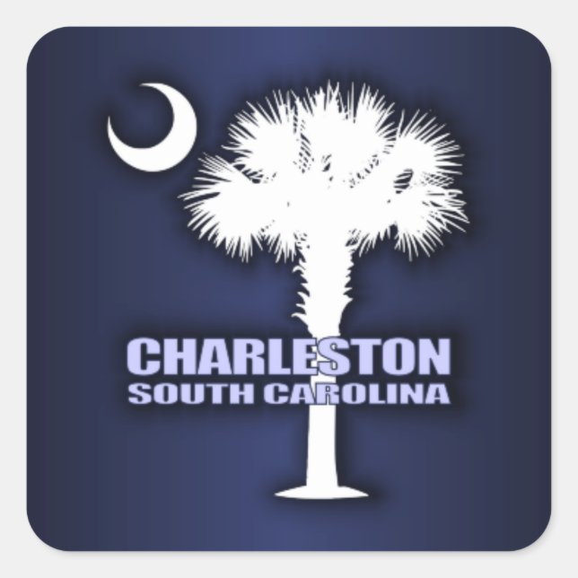 SC Palmetto & Crescent (Charleston) Square Sticker (Front)
