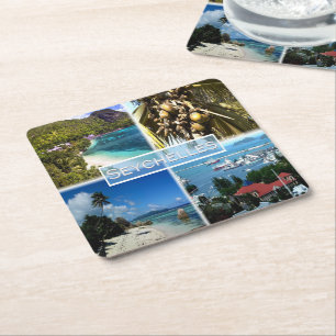 SC Seychelles - Beach Resort - Lodoicea Maldivica Square Paper Coaster