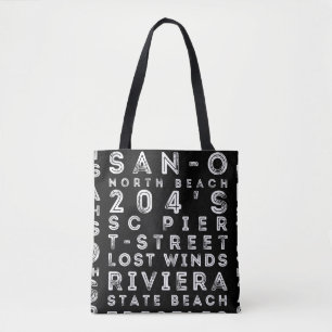 SC Surf Spots Black Tote Bag