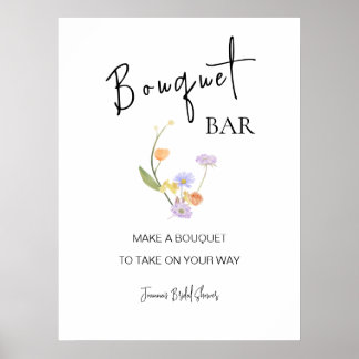 Scabiosa Wildflower Bridal Shower Flower Bar Poster