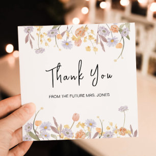 Scabiosa Wildflower Bridal Shower Thank You Card