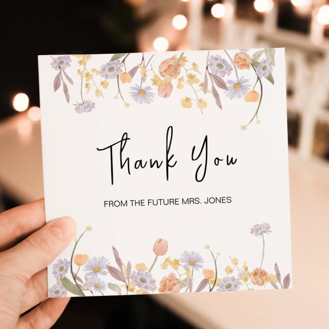 Scabiosa Wildflower Bridal Shower Thank You Card (Creator Uploaded)