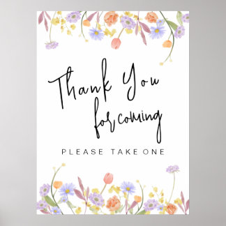 Scabiosa Wildflower Bridal Shower Thank You Poster