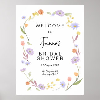Scabiosa Wildflower Bridal Shower Welcome Poster
