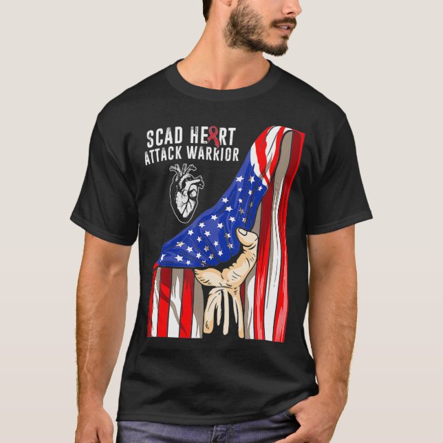 SCAD Heart Attack Survivor Art US Warrior Awarenes T-Shirt (Front)