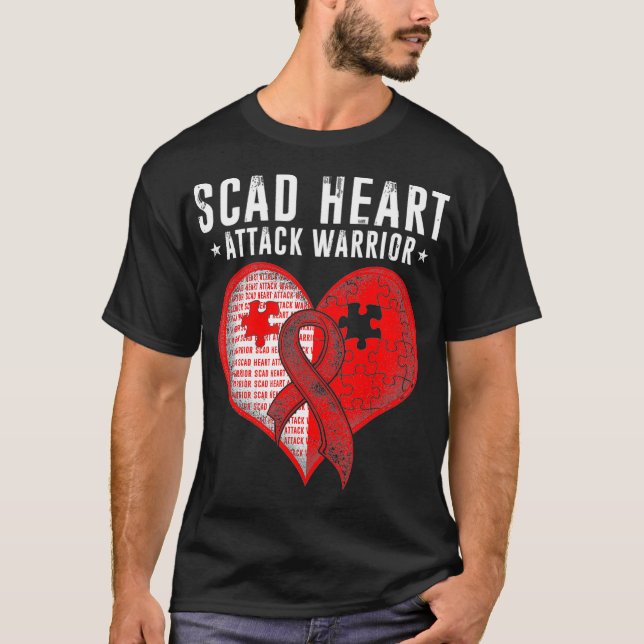 SCAD Heart Attack Survivor Fighting Warrior Awaren T-Shirt (Front)