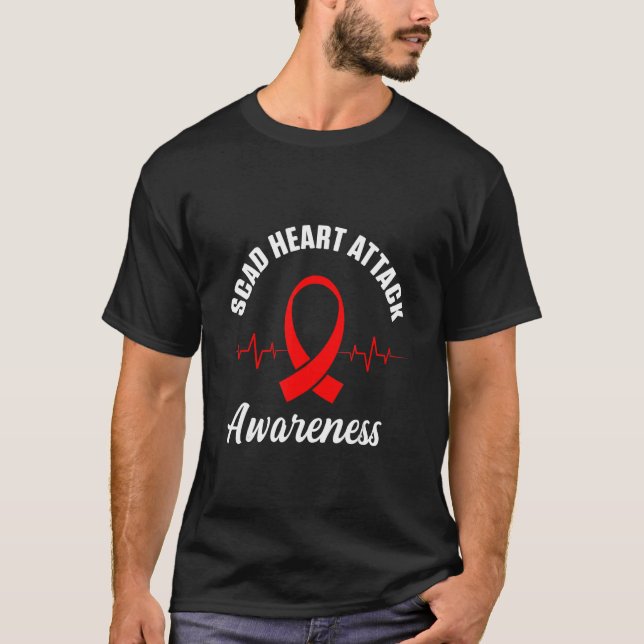 SCAD Heart Attack Survivor Heartbeat Warrior Aware T-Shirt (Front)