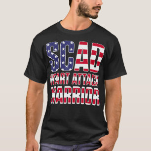 SCAD Heart Attack Survivor US Flag Warrior Awarene T-Shirt