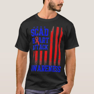 SCAD Heart Attack Survivor US Flags Warrior Awaren T-Shirt