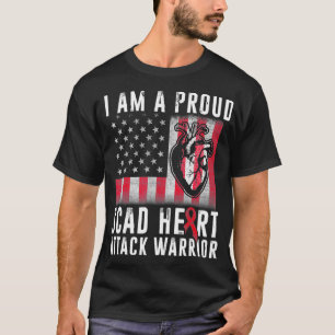 SCAD Heart Attack Survivor USA Flag Warrior Awaren T-Shirt
