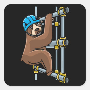 Scaffolder Sloth Scaffolding Square Sticker