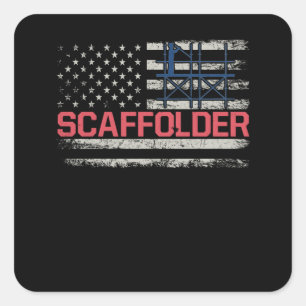 Scaffolder USA Flag Scaffolding Builder Square Sticker