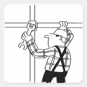 Scaffolder with Scaffolding Square Sticker