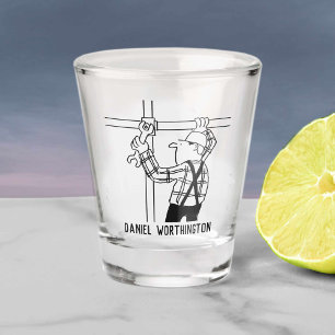 Scaffolders & Scaffolding Cartoon. Personalise. Shot Glass