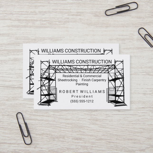 Scaffolding Black | White Painting | Construction Business Card (Front/Back In Situ)